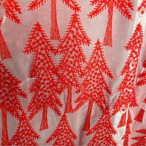 Maeve by Anthropologie Tree Embroidered Roll Tab Sleeve Blouse in Orange 4 - Picture 9 of 10